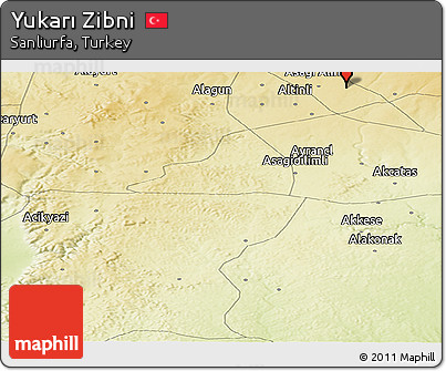 Physical Panoramic Map of Yukarı Zibni