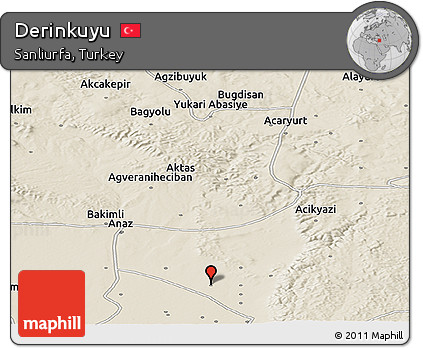 Shaded Relief Panoramic Map of Derinkuyu