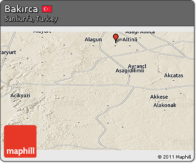 Shaded Relief Panoramic Map of Bakırca