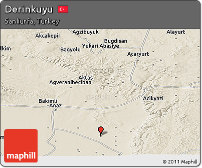 Shaded Relief Panoramic Map of Derinkuyu