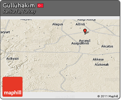 Shaded Relief Panoramic Map of Güllühakim