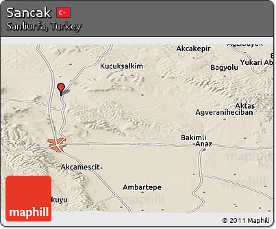 Shaded Relief Panoramic Map of Sancak