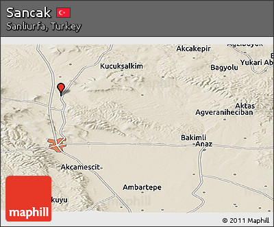 Shaded Relief Panoramic Map of Sancak
