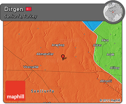 Political 3D Map of Dirgen