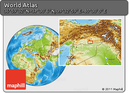 Physical Location Map of the Area around 37° 14' 49" N, 40° 1' 29" E