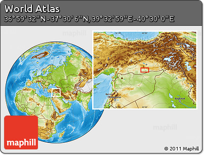 Physical Location Map of the Area around 37° 14' 49" N, 40° 1' 29" E