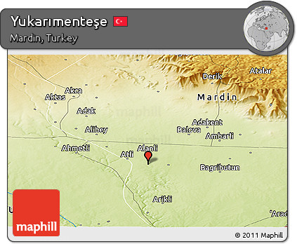 Physical Panoramic Map of Yukarımenteşe