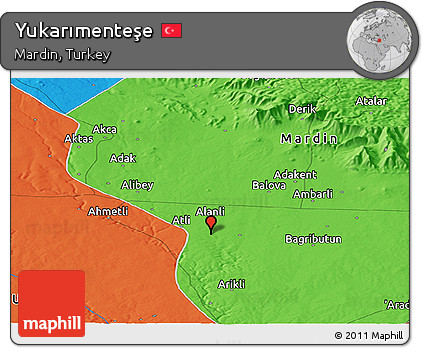 Political Panoramic Map of Yukarımenteşe