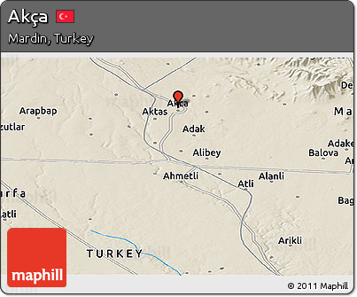 Shaded Relief Panoramic Map of Akça