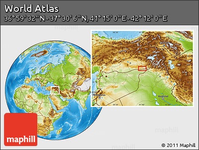 Physical Location Map of the Area around 37° 14' 49" N, 41° 43' 30" E