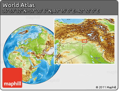 Physical Location Map of the Area around 37° 14' 49" N, 41° 43' 30" E