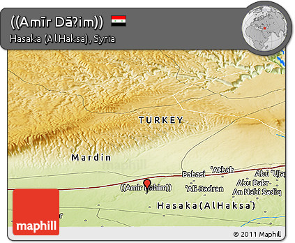 Physical Panoramic Map of ((Amīr Dāḩim))
