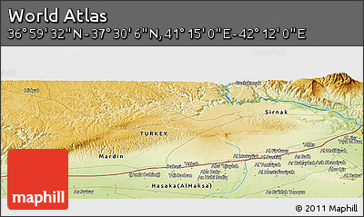 Physical Panoramic Map of the Area around 37° 14' 49" N, 41° 43' 30" E