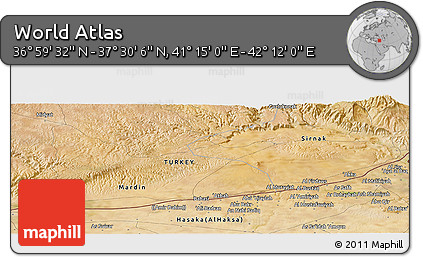 Satellite Panoramic Map of the Area around 37° 14' 49" N, 41° 43' 30" E