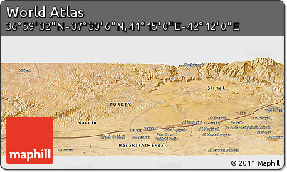 Satellite Panoramic Map of the Area around 37° 14' 49" N, 41° 43' 30" E