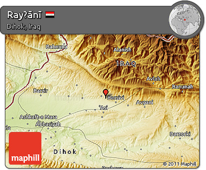 Physical 3D Map of Rayḩānī