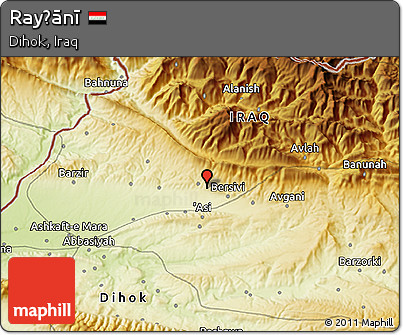 Physical 3D Map of Rayḩānī