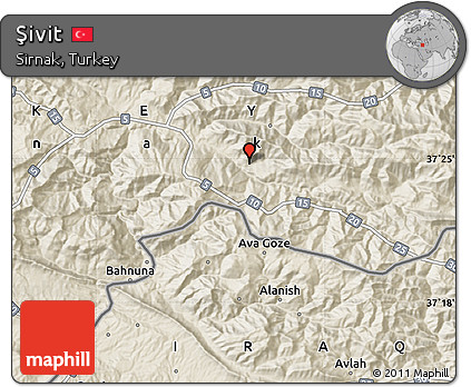 Shaded Relief Map of Şivit