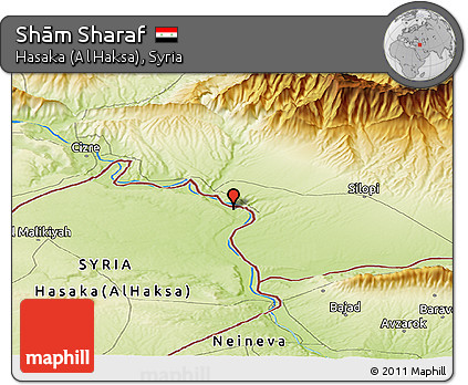 Physical Panoramic Map of Shām Sharaf