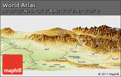 Physical Panoramic Map of the Area around 37° 14' 49" N, 42° 34' 30" E