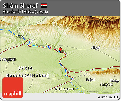 Physical Panoramic Map of Shām Sharaf