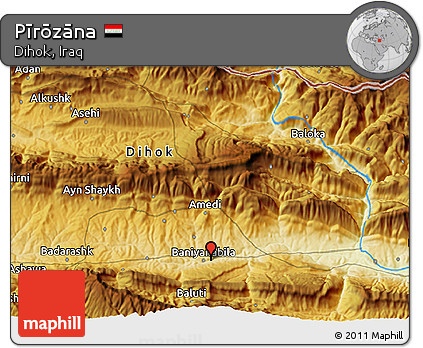 Physical 3D Map of Pīrōzāna