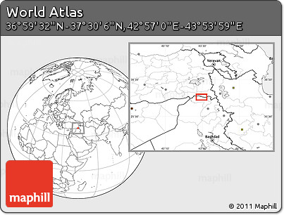 Blank Location Map of the Area around 37° 14' 49" N, 43° 25' 29" E