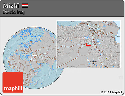 Gray Location Map of Mizhī, hill shading