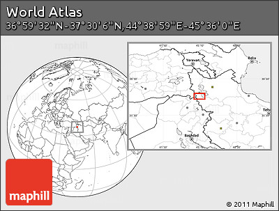 Blank Location Map of the Area around 37° 14' 49" N, 45° 7' 30" E
