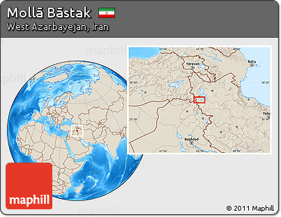 Shaded Relief Location Map of Mollā Bāstak