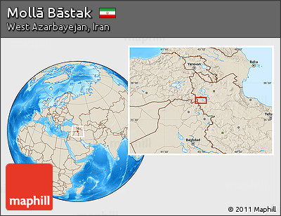 Shaded Relief Location Map of Mollā Bāstak