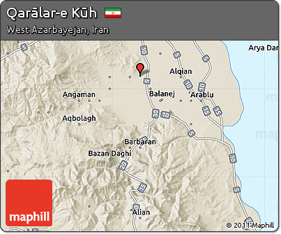 Shaded Relief Map of Qarālar-e Kūh