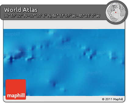 Shaded Relief 3D Map of the Area around 37° 14' 49" N, 45° 49' 30" W
