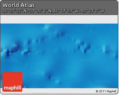 Shaded Relief 3D Map of the Area around 37° 14' 49" N, 45° 49' 30" W