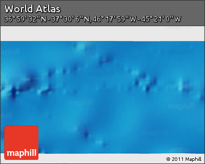 Shaded Relief 3D Map of the Area around 37° 14' 49" N, 45° 49' 30" W