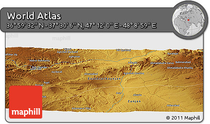 Physical Panoramic Map of the Area around 37° 14' 49" N, 47° 40' 29" E