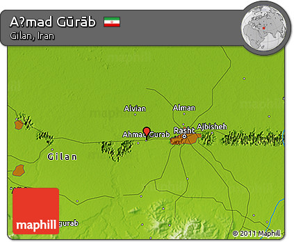 Physical 3D Map of Aḩmad Gūrāb