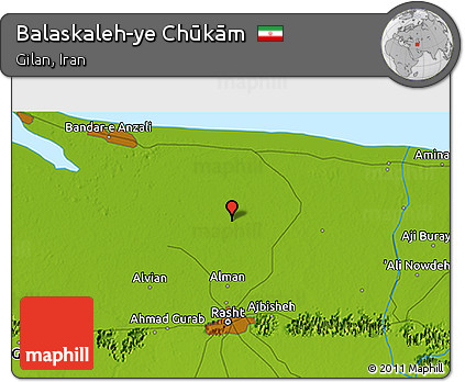 Physical 3D Map of Balaskaleh-ye Chūkām