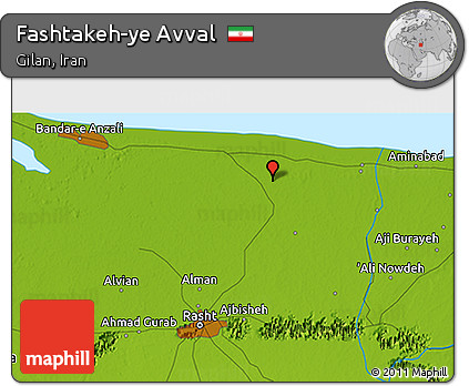 Physical 3D Map of Fashtakeh-ye Avval