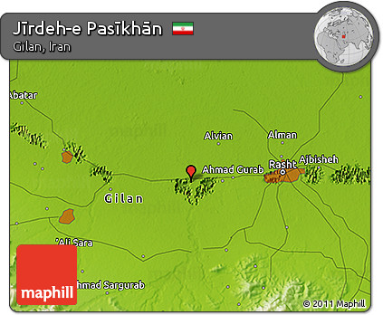 Physical 3D Map of Jīrdeh-e Pasīkhān