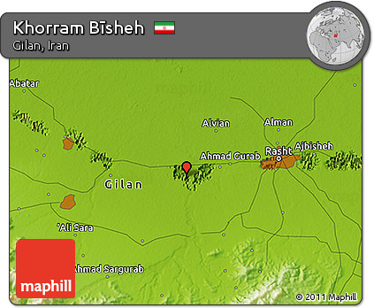 Physical 3D Map of Khorram Bīsheh