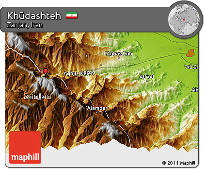 Physical 3D Map of Khūdashteh