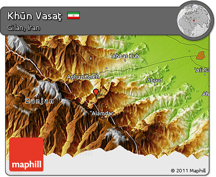 Physical 3D Map of Khūn Vasaţ