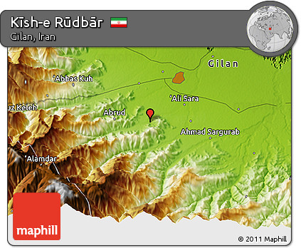 Physical 3D Map of Kīsh-e Rūdbār