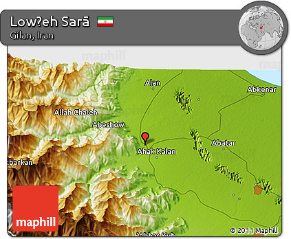 Physical 3D Map of Lowḩeh Sarā