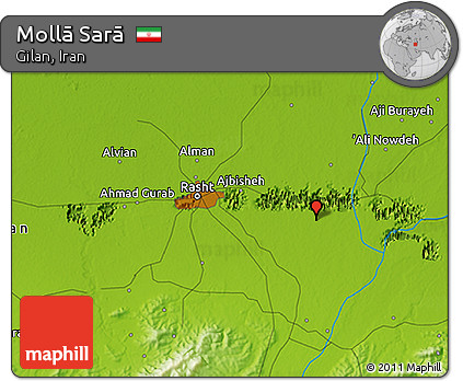 Physical 3D Map of Mollā Sarā