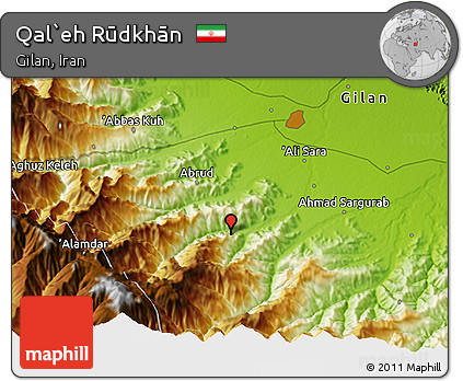 Physical 3D Map of Qal`eh Rūdkhān