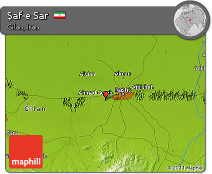 Physical 3D Map of Şaf-e Sar