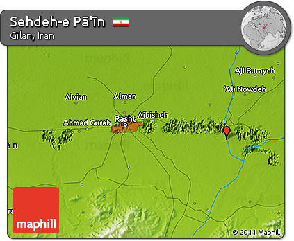 Physical 3D Map of Sehdeh-e Pā'īn