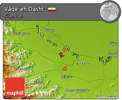 Physical 3D Map of Vāqe`eh Dasht